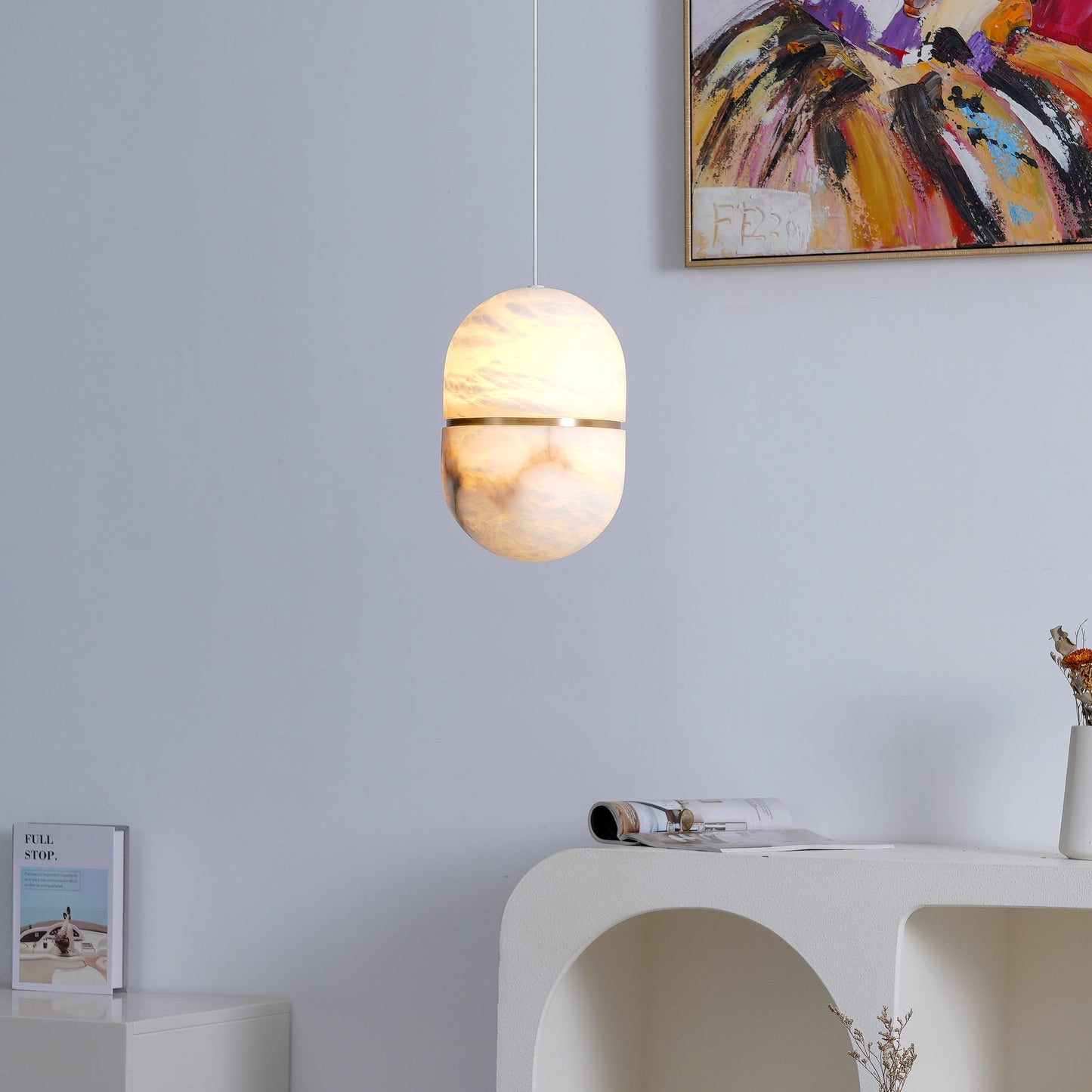Strata Albast Hanglamp Capsule-Vorm