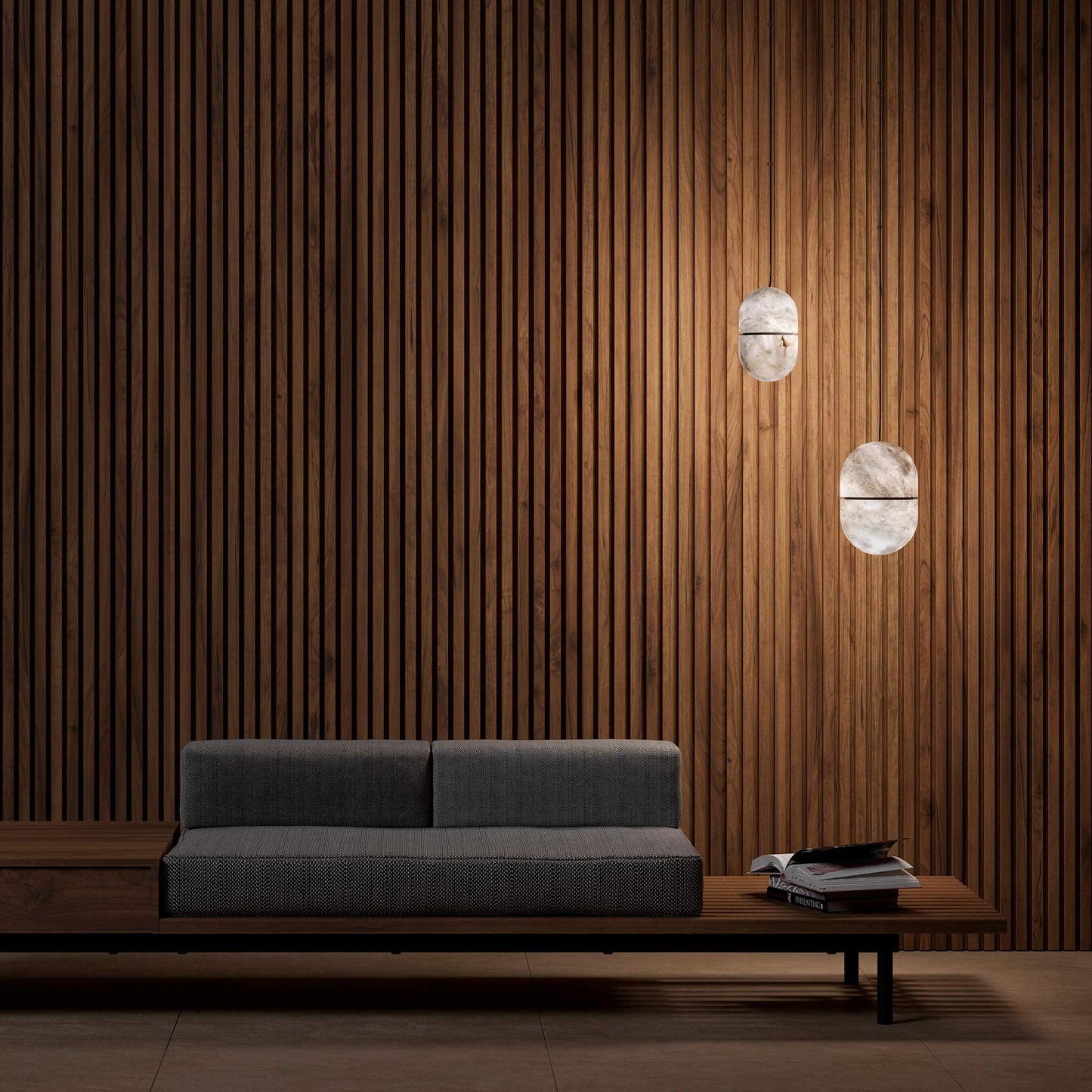 Strata Albast Hanglamp Capsule-Vorm
