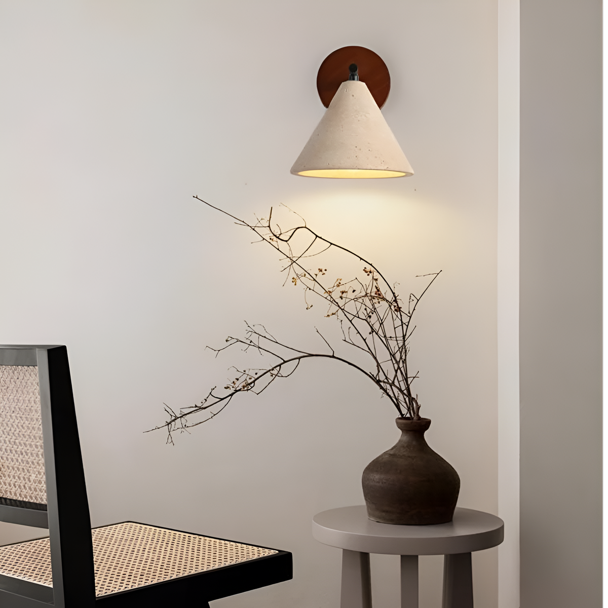 Geel Travertijn Kegelvormige LED Wandlamp