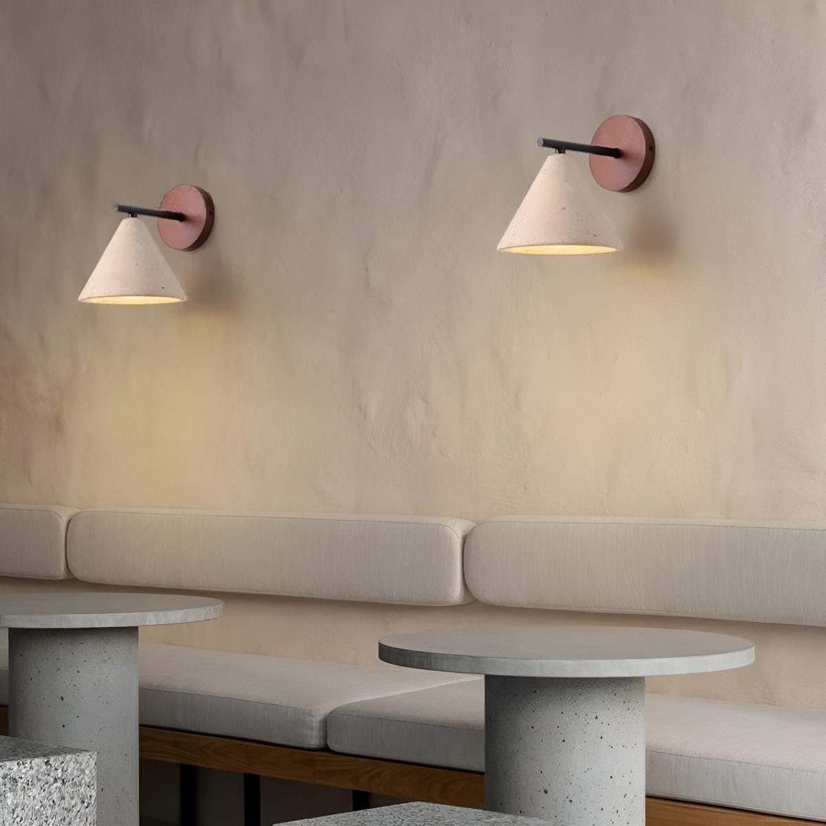 Geel Travertijn Kegelvormige LED Wandlamp