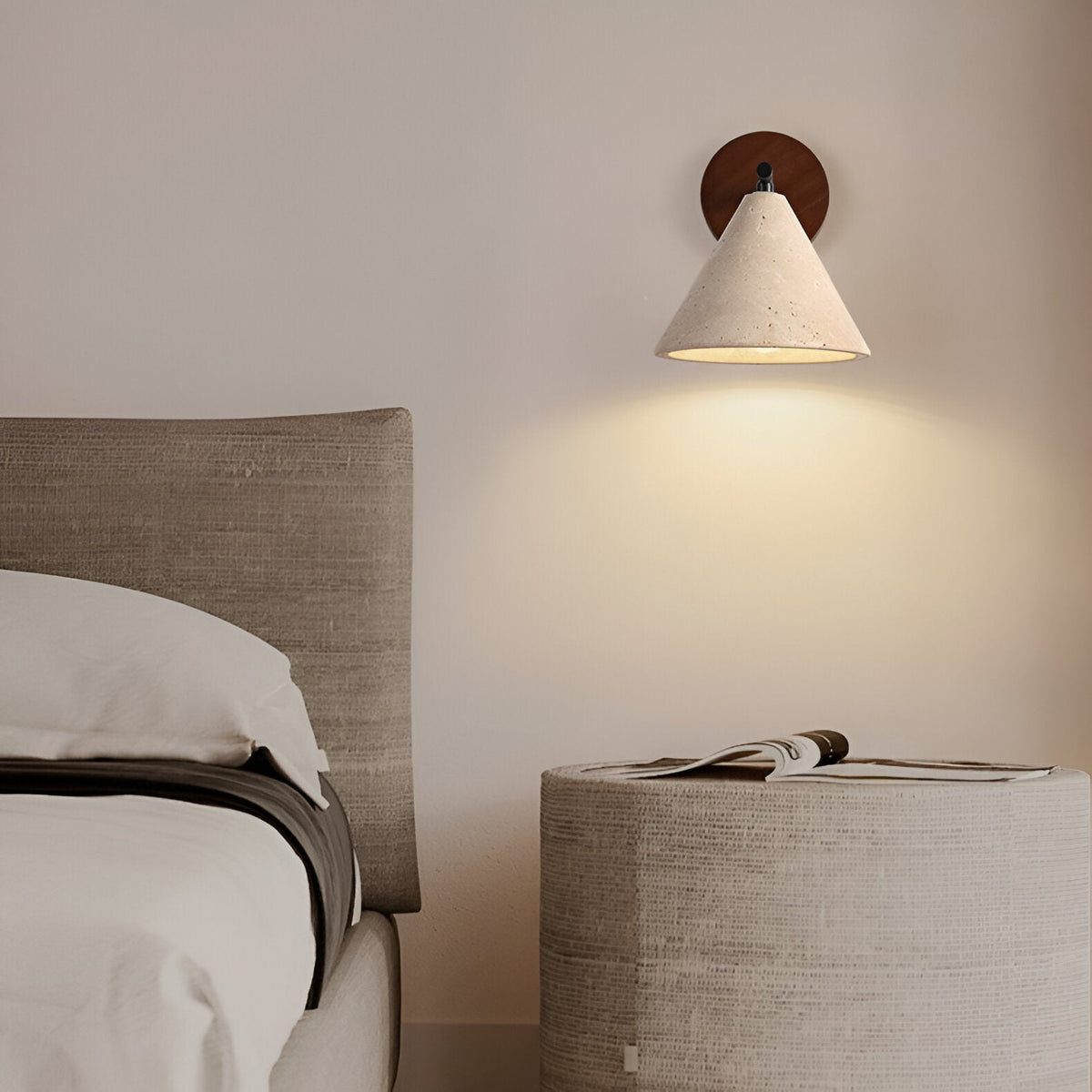 Geel Travertijn Kegelvormige LED Wandlamp