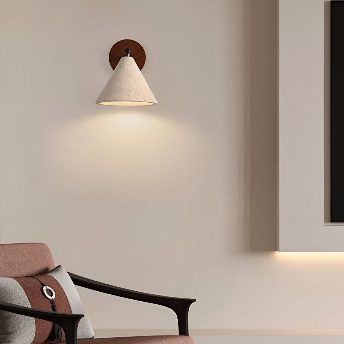 Geel Travertijn Kegelvormige LED Wandlamp