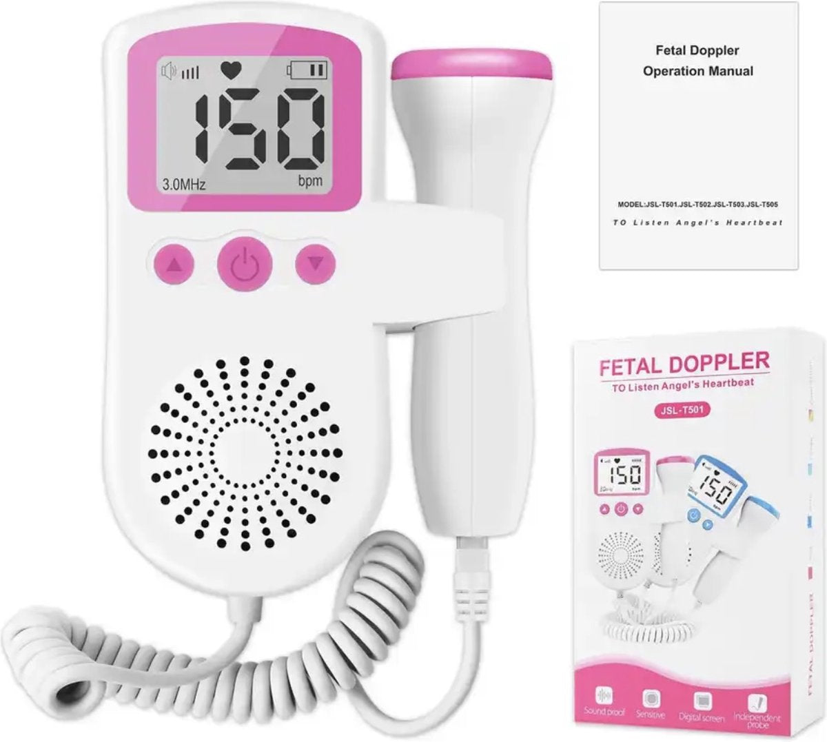 Monitor Fetal Heart Rate Doppler voor Zwangere Vrouwen Technologie Ultrasone met LCD-scherm