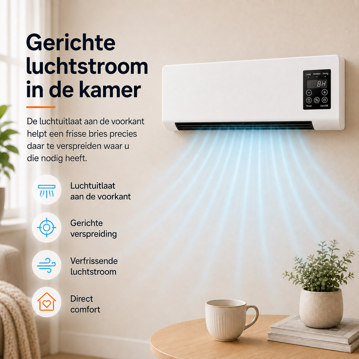 Compacte wandventilator – Draagbare verkoeling met afstandsbediening