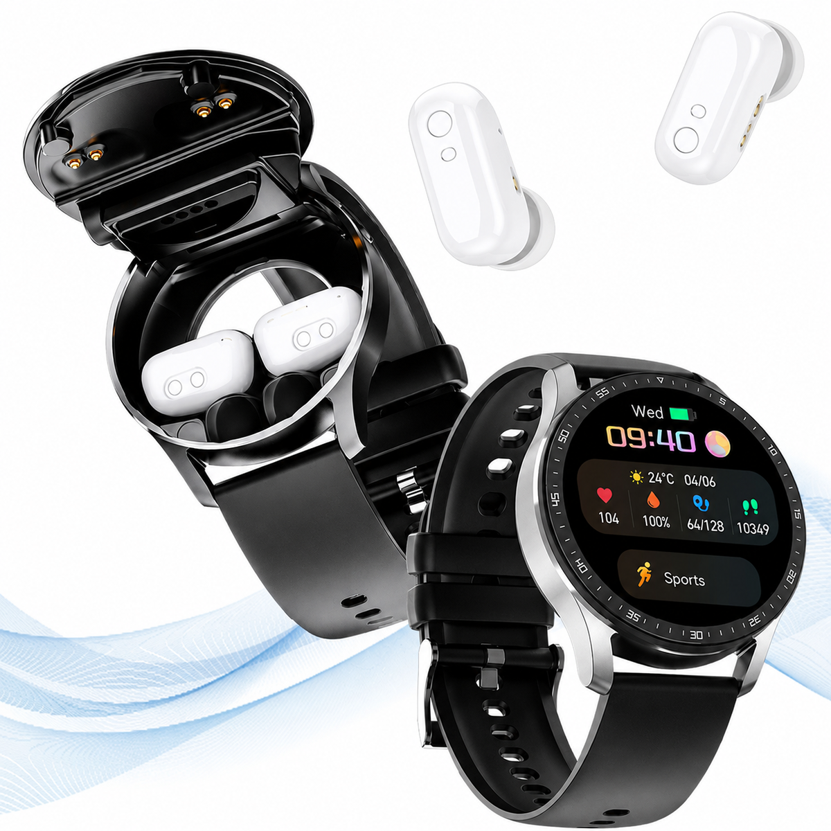 EchoWrist | Integratie van eersteklas oordopjes met een robuuste smartwatch voor gezondheidsmonitoring