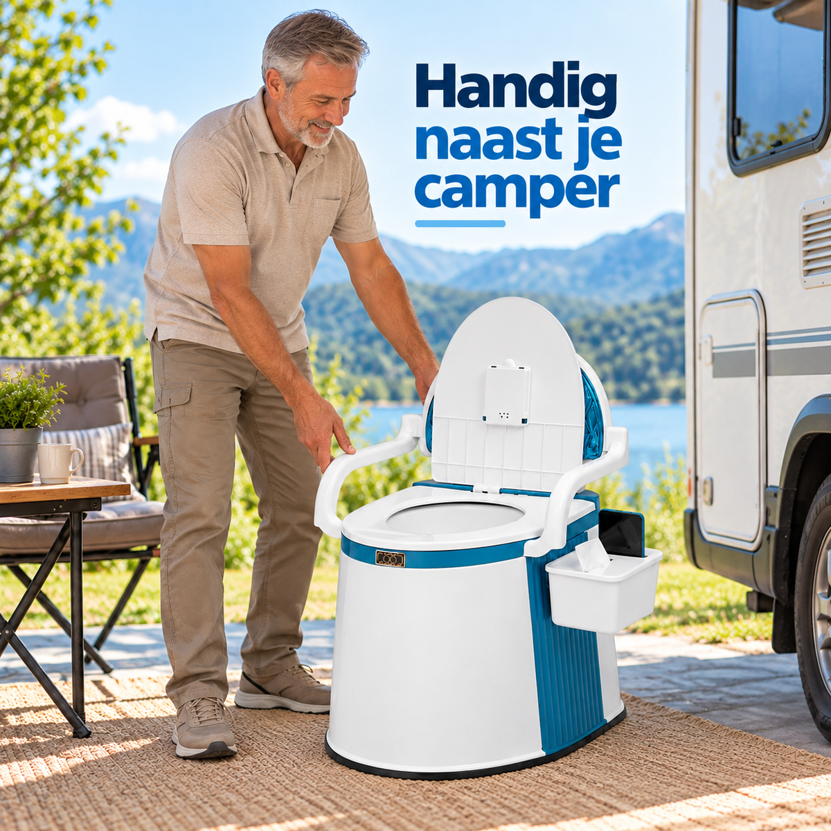 Draagbaar Campingtoilet voor Camper, Caravan & Kamperen
