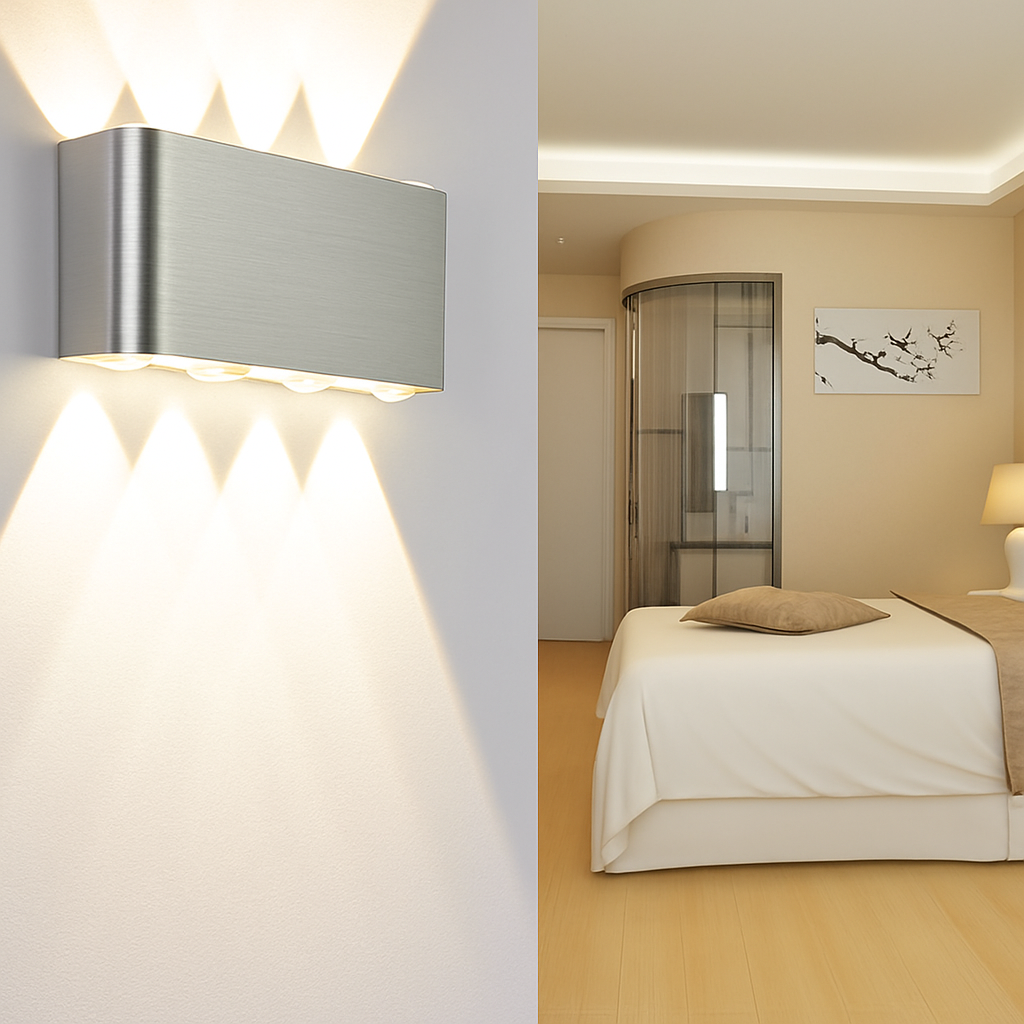Chromen wandlamp met LED in kleur