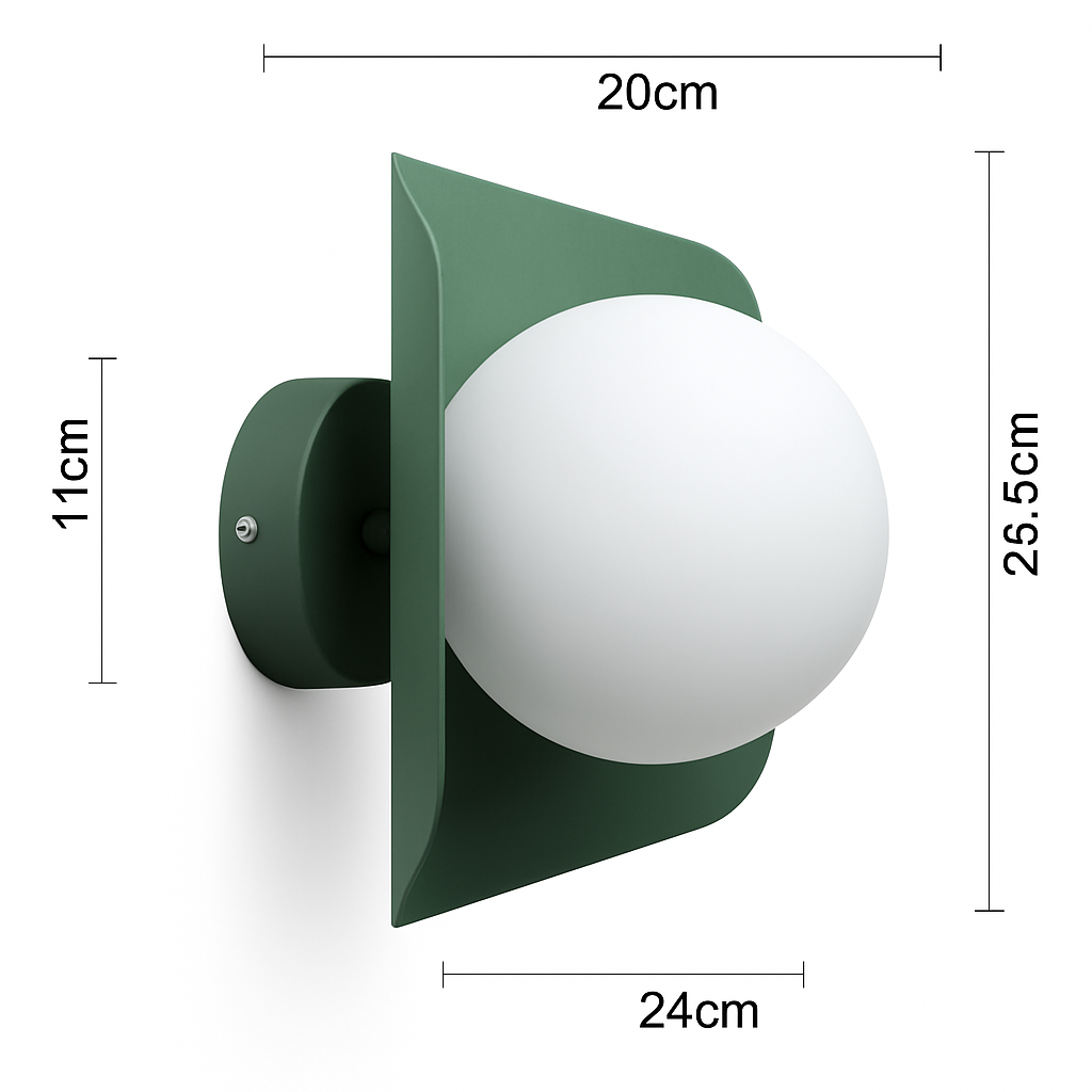 Wandlamp met witte bol Morden Minimalist met LED (in kleuren)