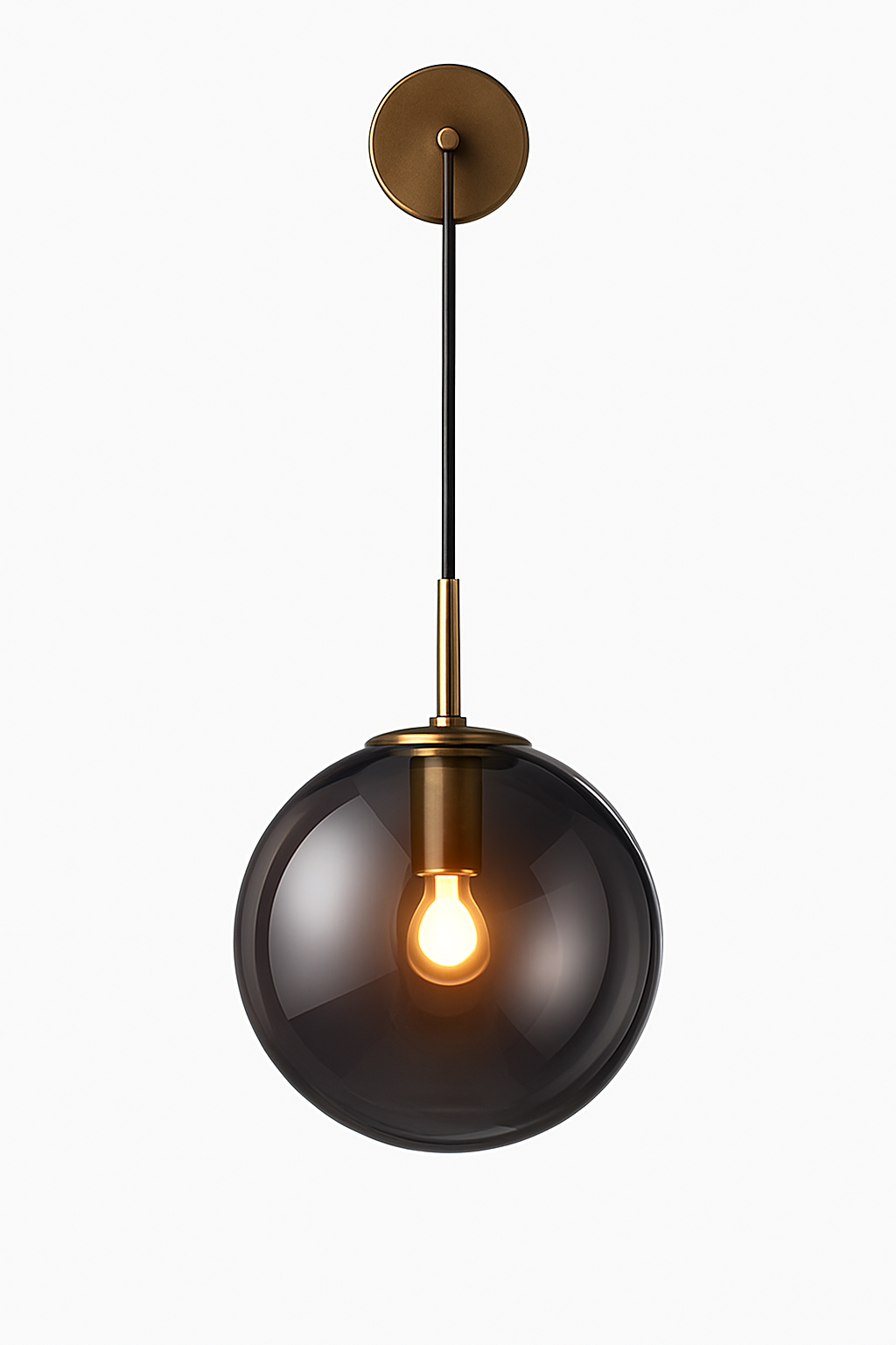 Wandlamp met hangende glazen bol