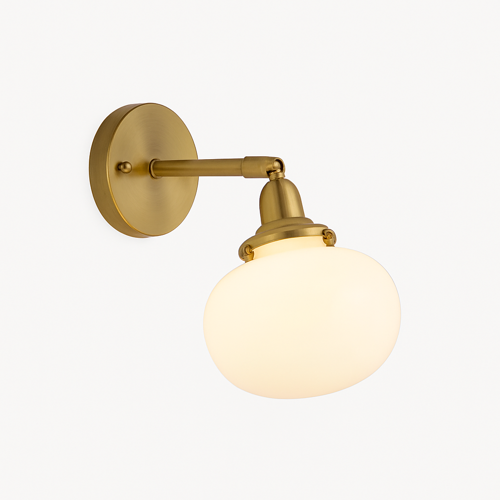 Design LED wandlamp met metalen arm en glazen kap