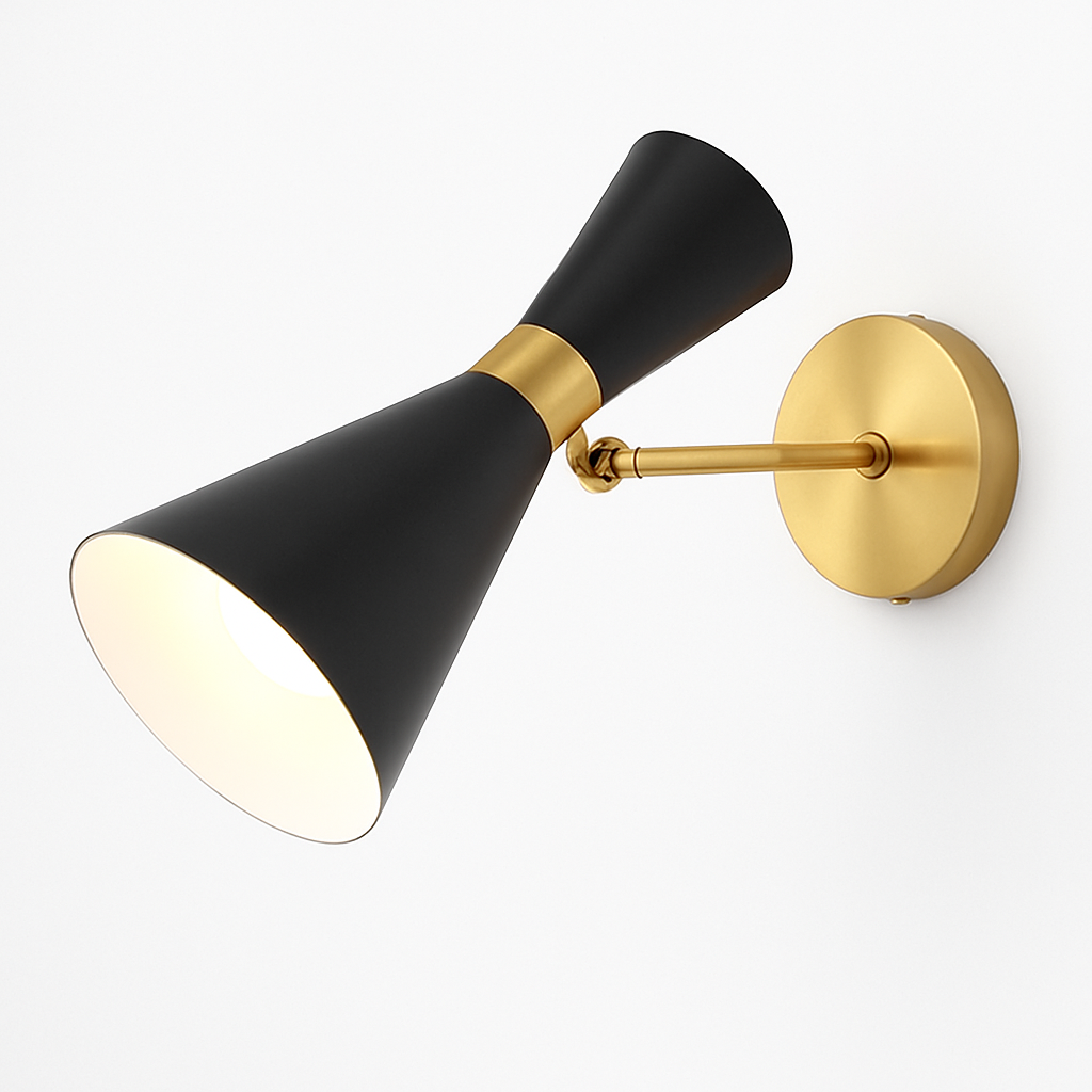 Design wandlamp met gouden LED en creatieve driehoekige lampenkap