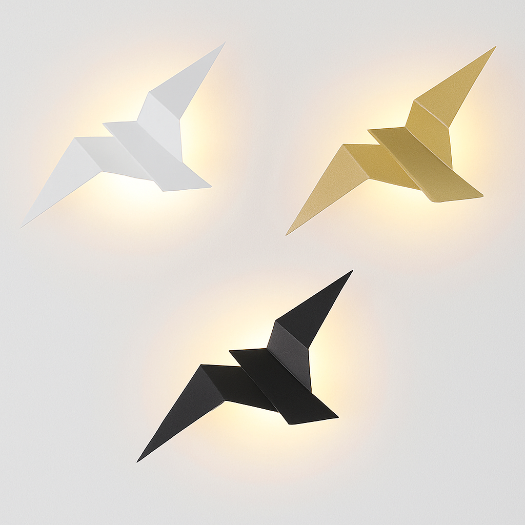 Moderne LED wandlamp vogel in origami stijl Naila
