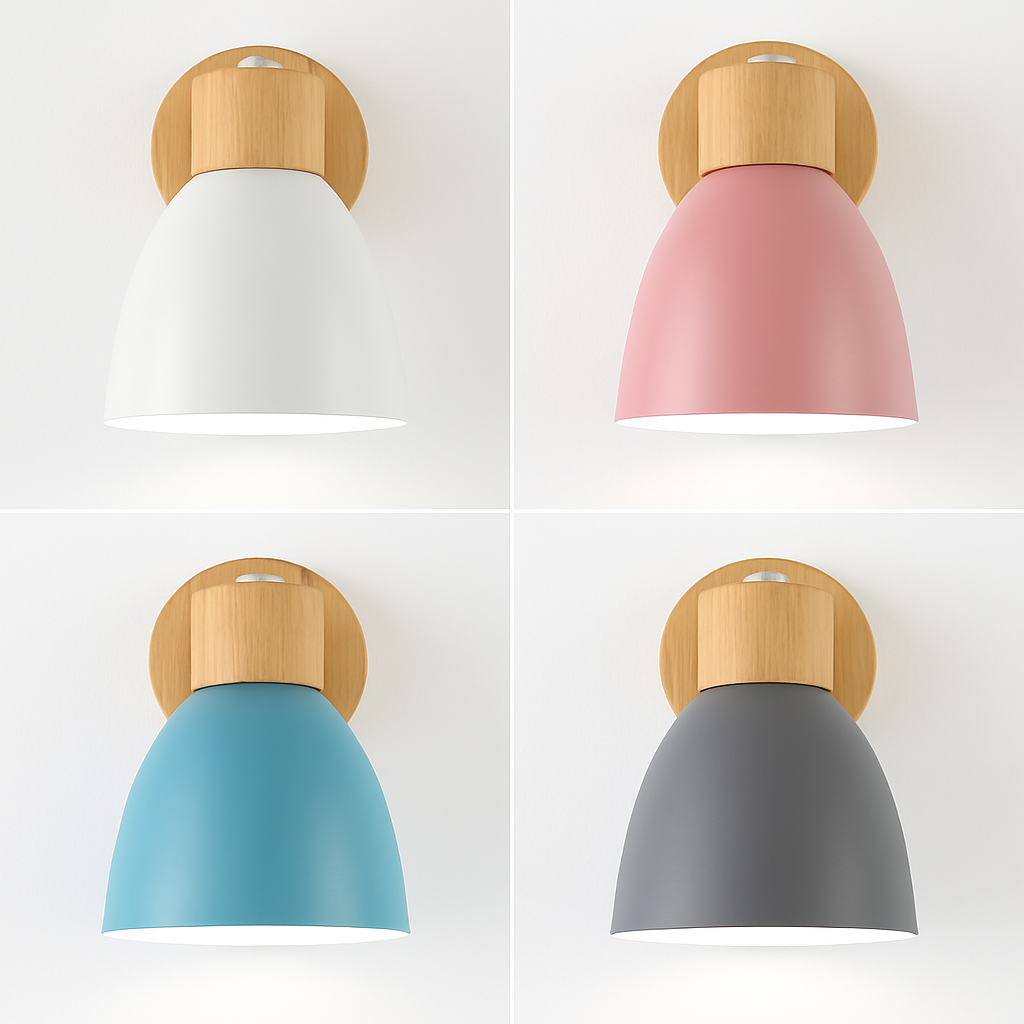 Noordse wandlamp van hout met schakelaar