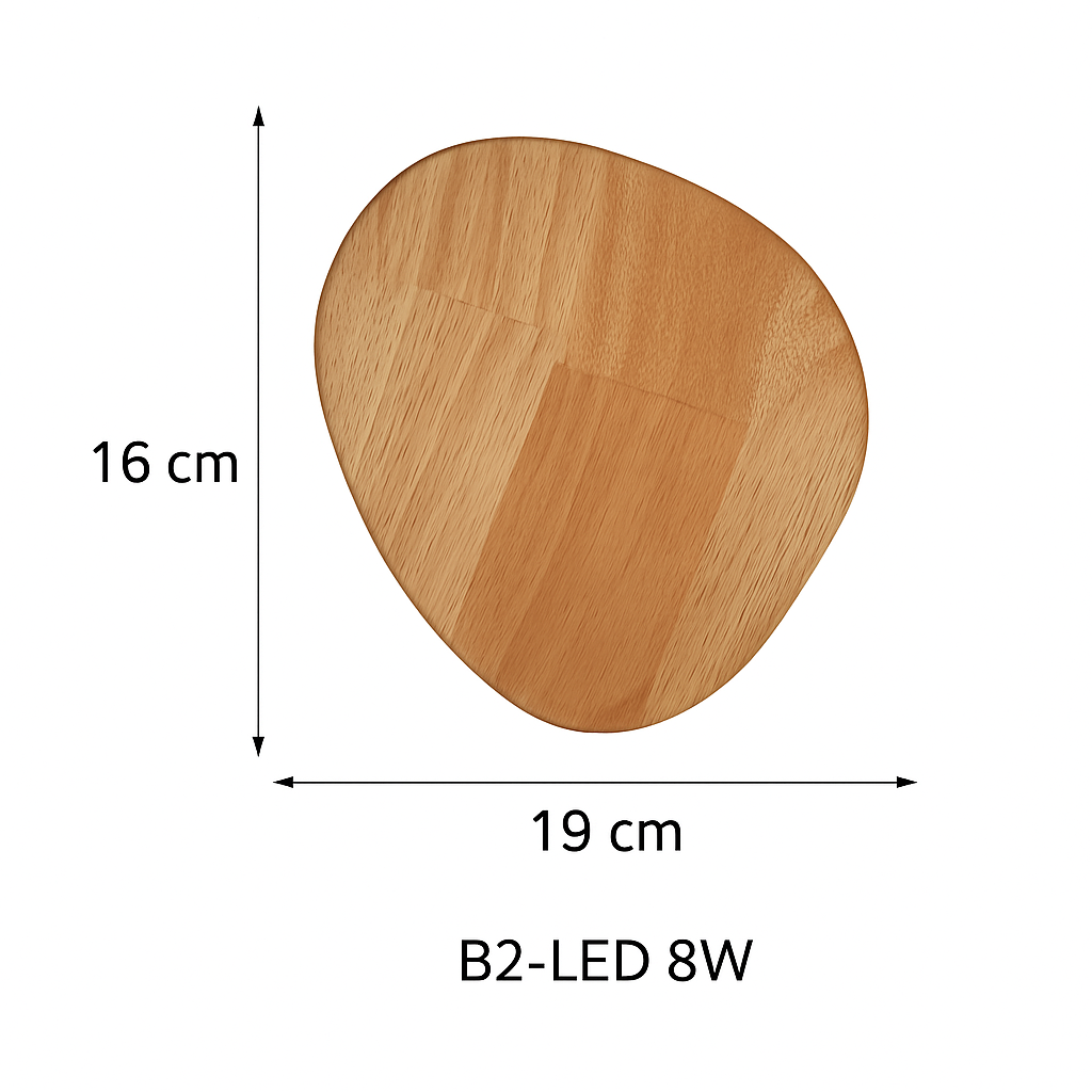 Scandinavische LED wandlamp in ovale houten vorm