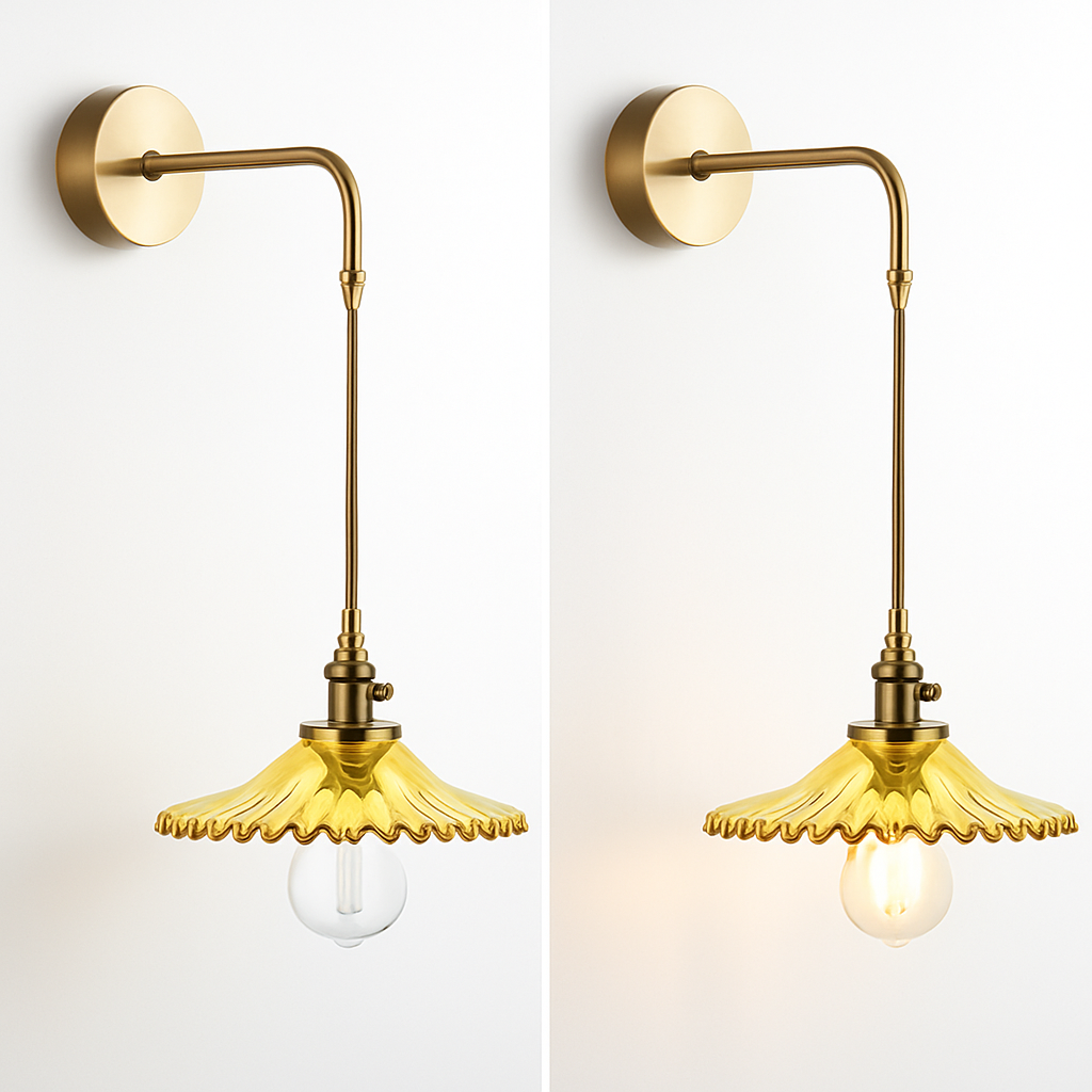 Vintage Wandlamp in Messing
