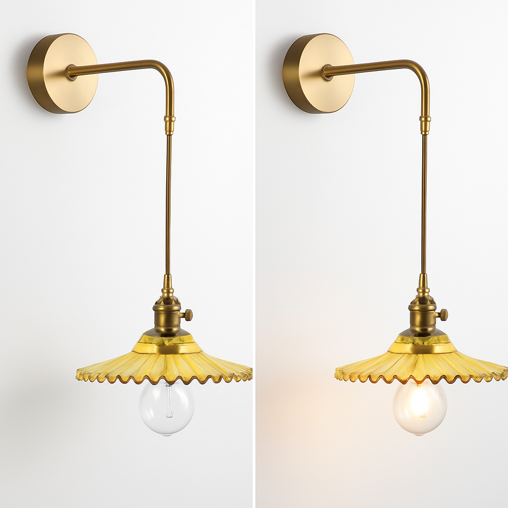 Vintage Wandlamp in Messing