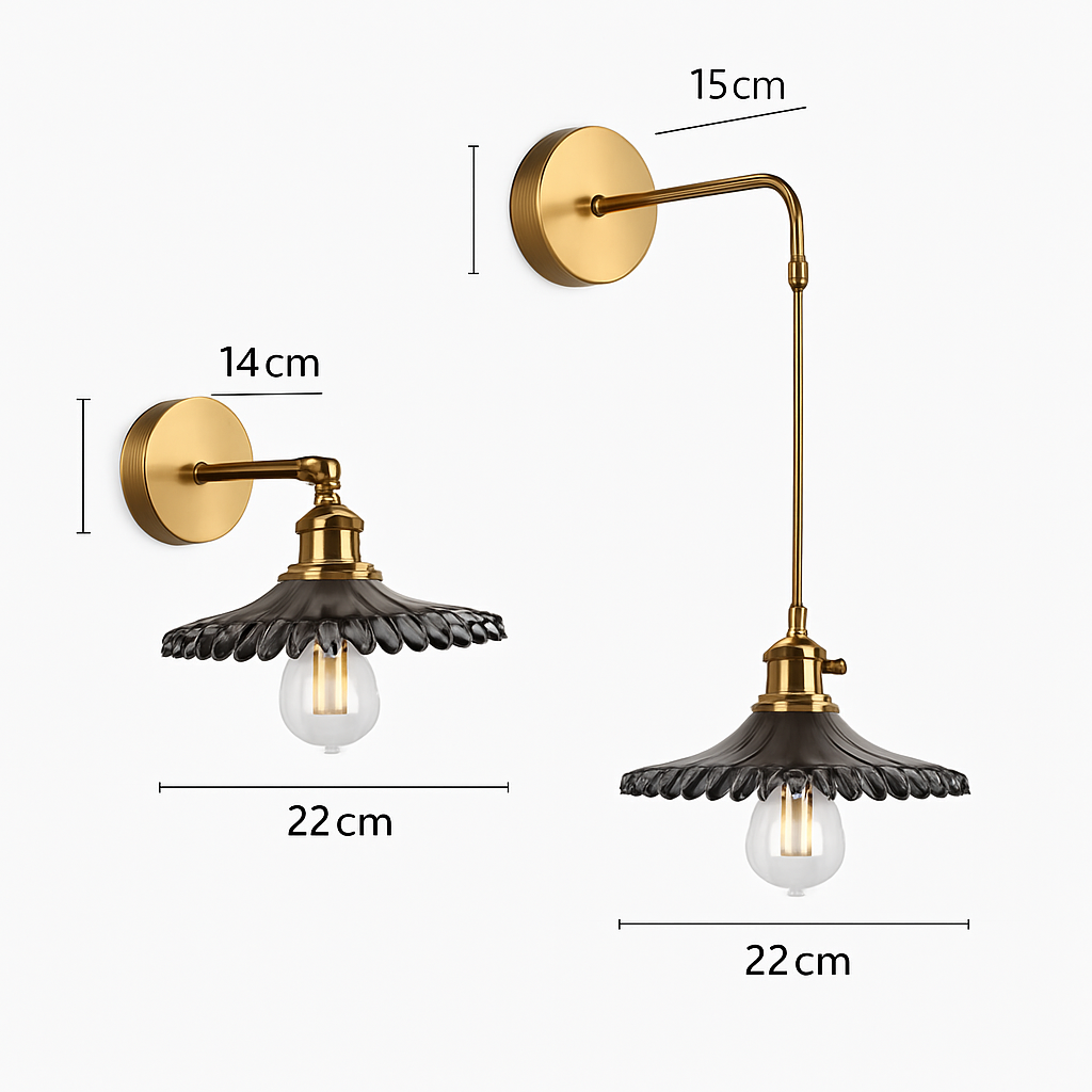 Vintage Wandlamp in Messing