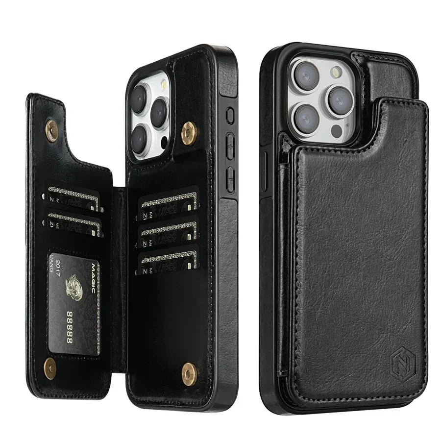 LeatherGuard | Elegante Leren Hoes met Kaartsleuven en Magnetische Sluiting | Vanero