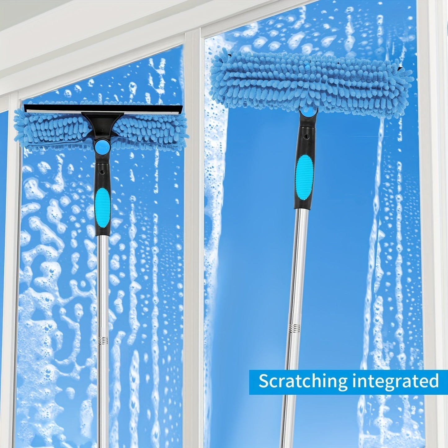 Skanto | Crystal Clear Raamreiniger – Professioneel 2-in-1 Telescoop Raam en Glas Reinigingssysteem