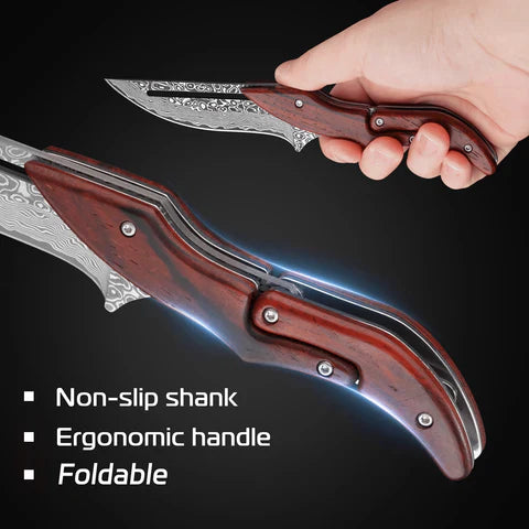 BladeCraft ā Handgemaakt Vouwmes van Damascusstaal
