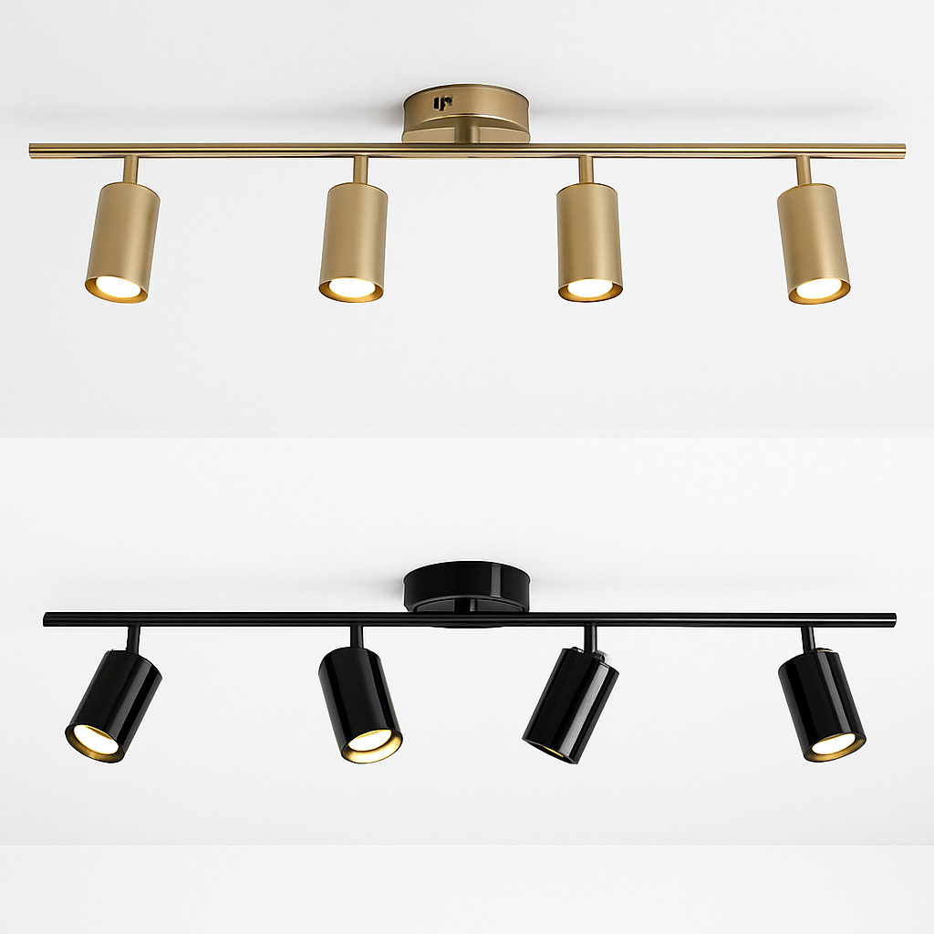 Barre spots LED in zwart of goud aluminium Mounted
