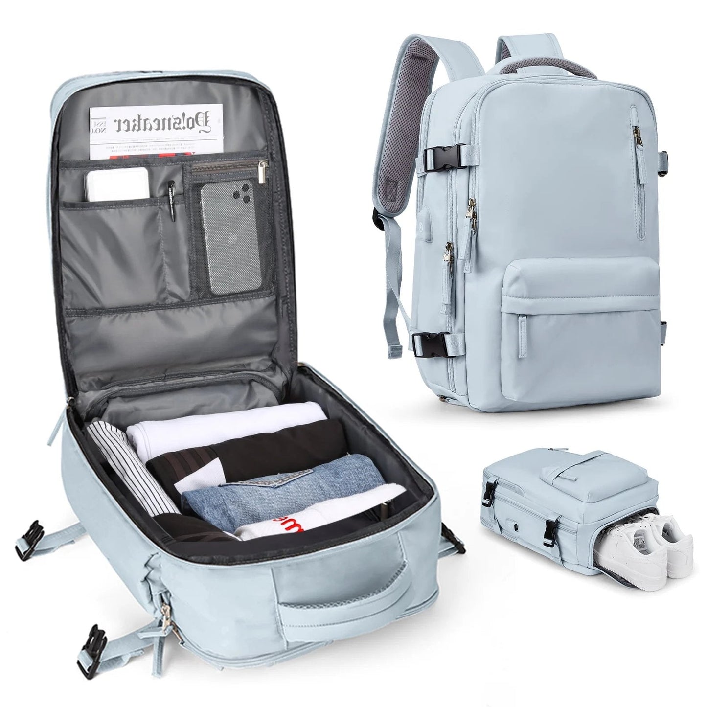 Travelliva Dames Reisrugzak 35 L | Waterdicht & met USB-aansluiting | Anti-diefstal & Schoencompartiment | Voor Wandelen, Dagelijks Gebruik & Reizen
