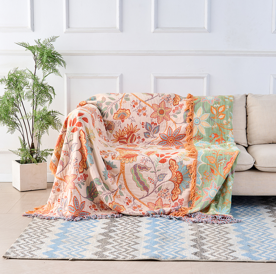 Rustieke Bloemen Boho Deken | 100% Katoenen Bloemen Deken