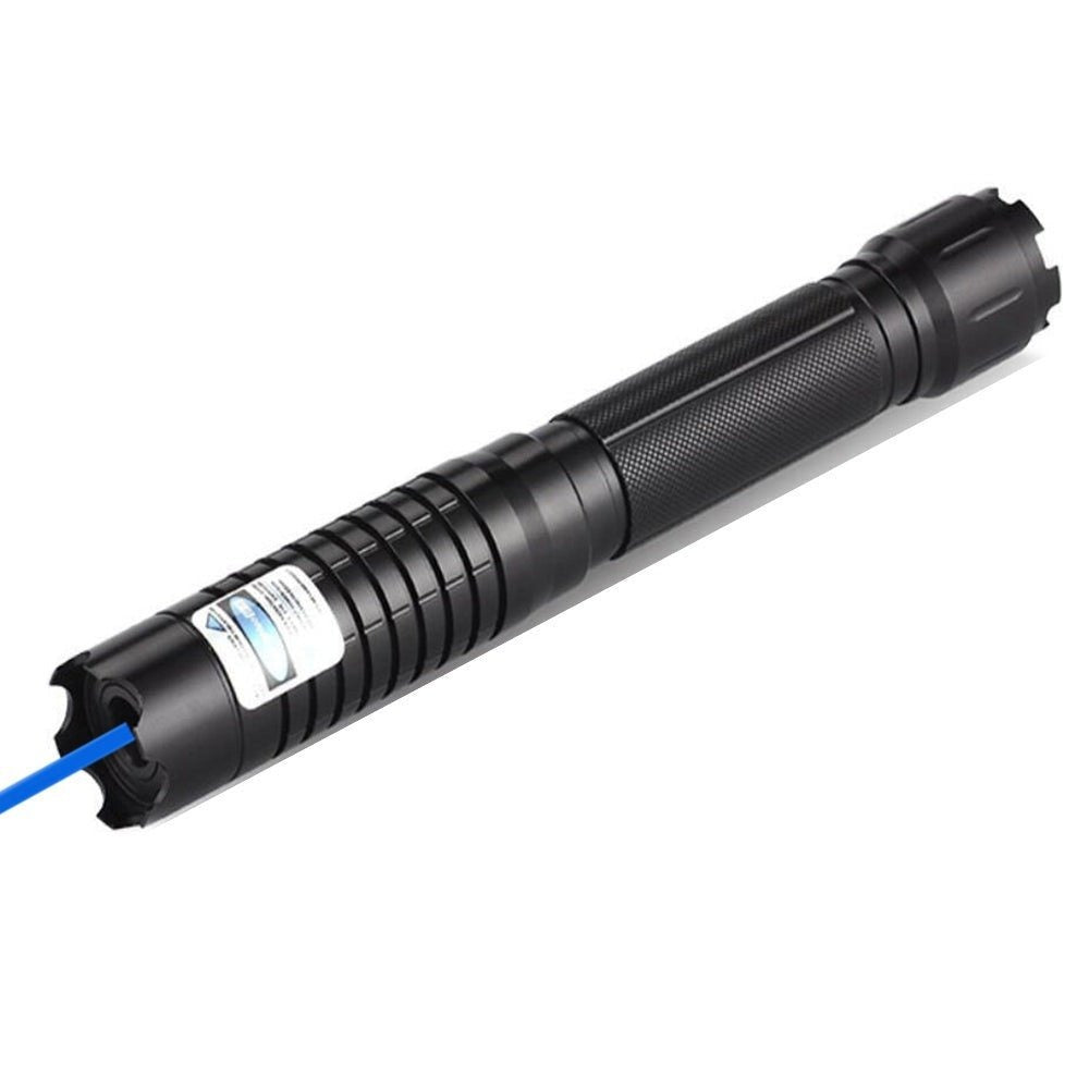 Blauwe Laser Fakkel | 450nm Hoge-Intensiteit Optische Uitgang | Tactisch 5000m+ Bereik | Verstelbare Focus Aluminium Behuizing | Thermische Ontsteking Mogelijke Zaklamp