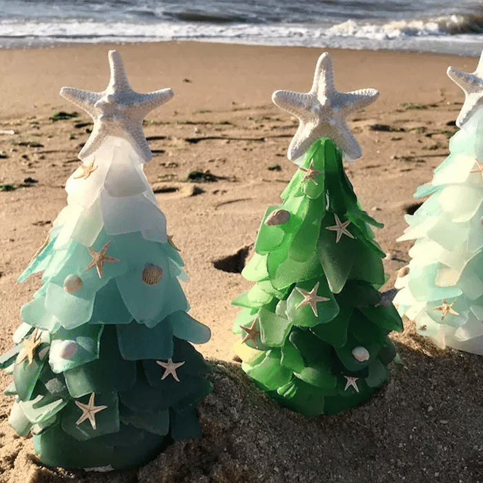 Sea Glass ChristmasTree | Handgemaakte unieke zeeglas esthetiek voor kerst