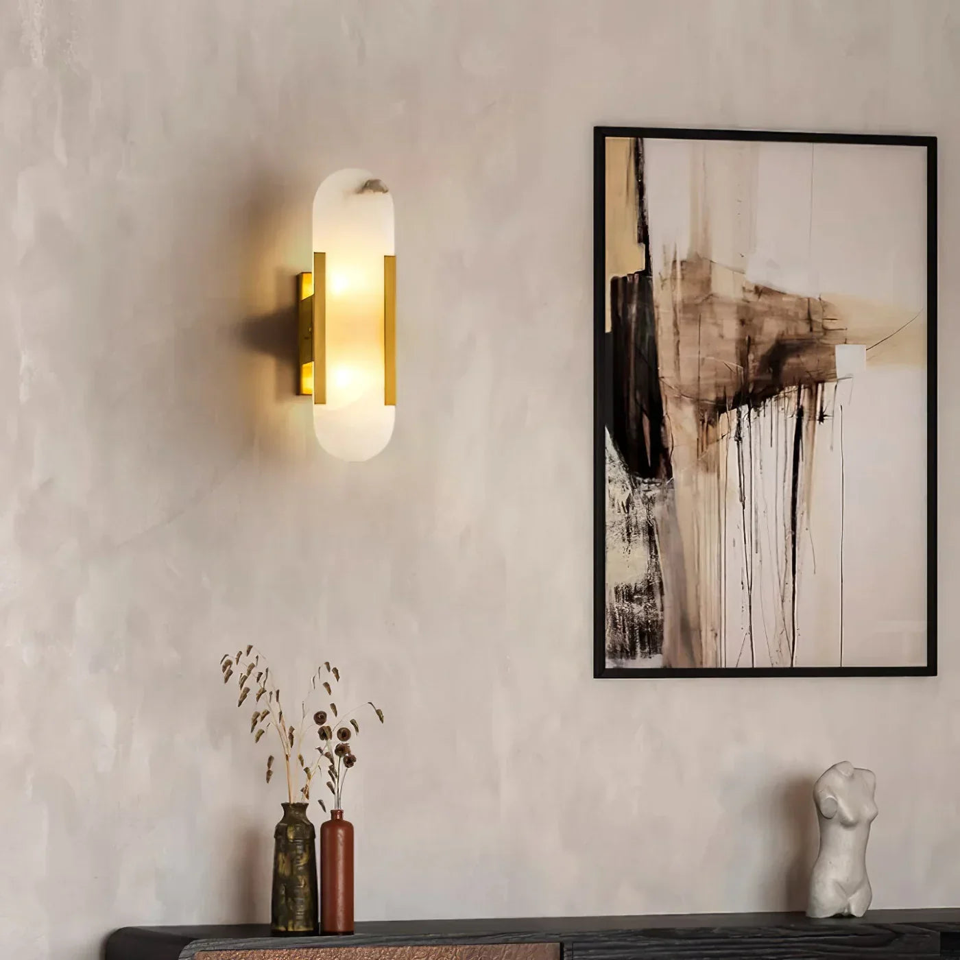 Moderne Wandlamp van Marmer met Gouden Details – Luxe Verlichting