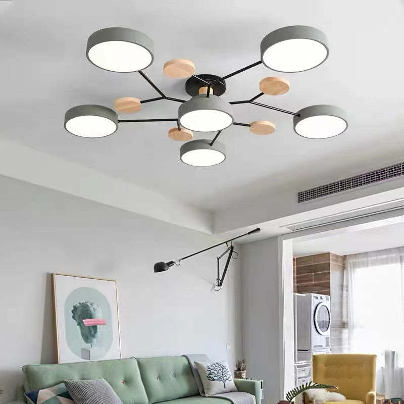 Muto Plafondlamp Hout Modern Rond LED Wit Slaap-/Woonkamer