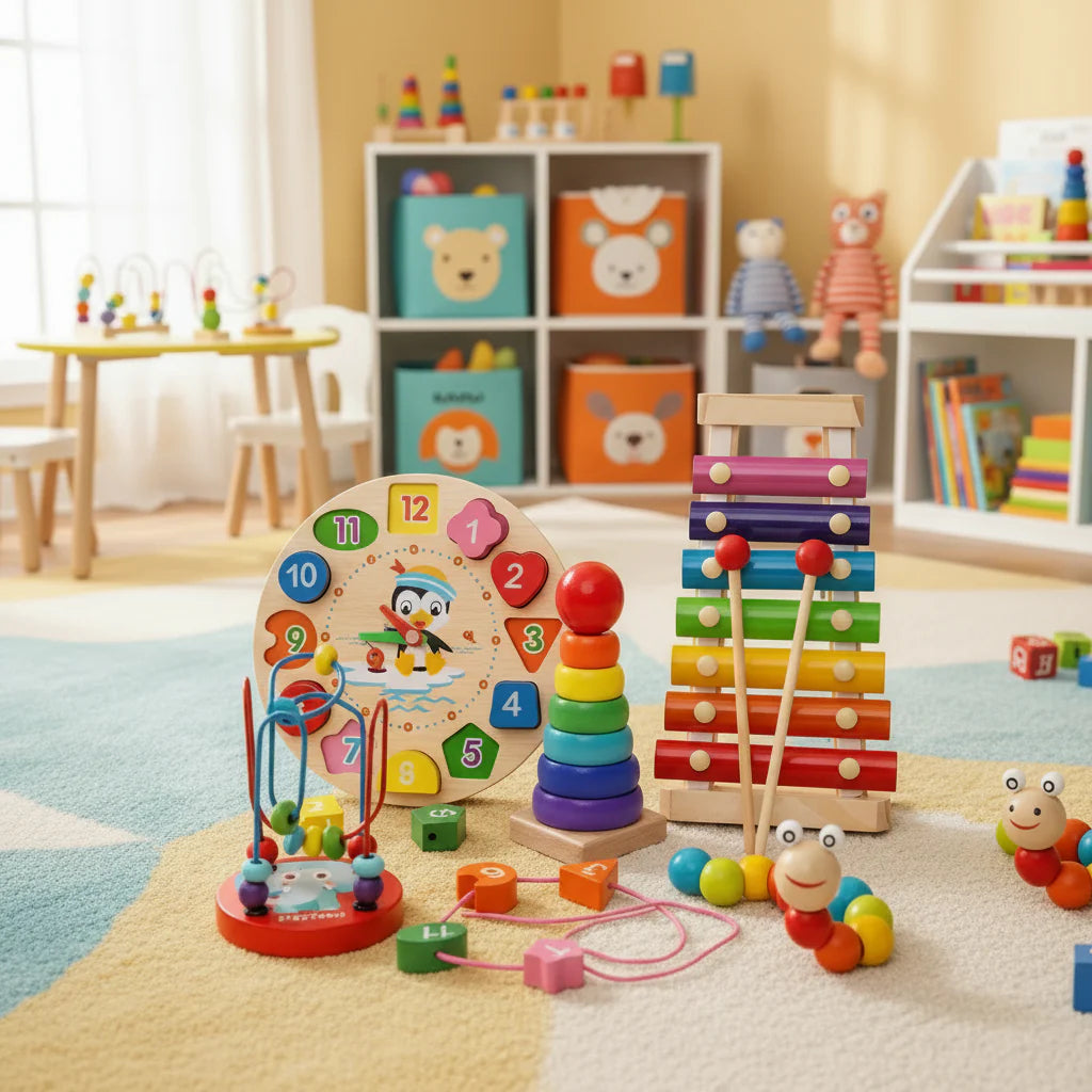EduQuest 5-in-1 Montessori Set – Creatief leren voor baby's vanaf 6 maanden