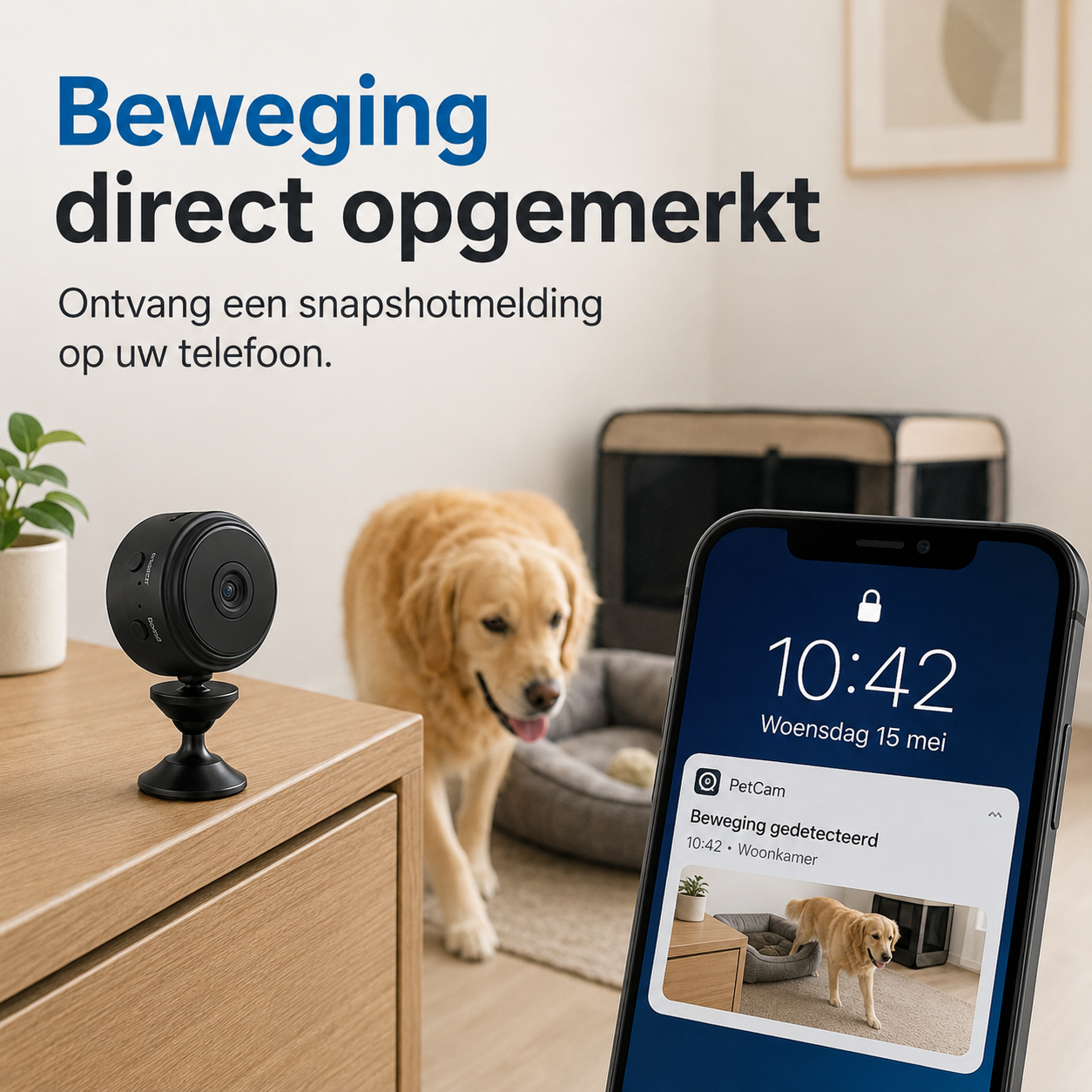 AutoVision | Draadloze Hondencamera met Nachtzicht voor Smartphone