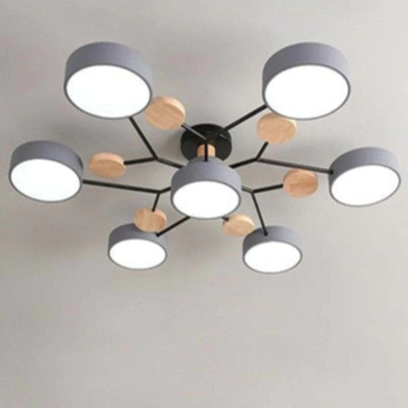 Muto Plafondlamp Hout Modern Rond LED Wit Slaap-/Woonkamer