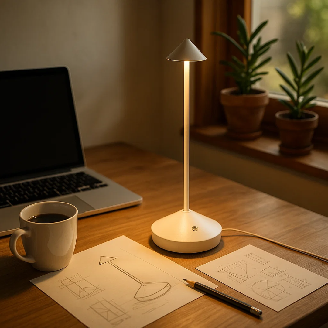 ClarityGlow | Draadloze Tafellamp met Dimbare Verlichting en Waterdicht Ontwerp