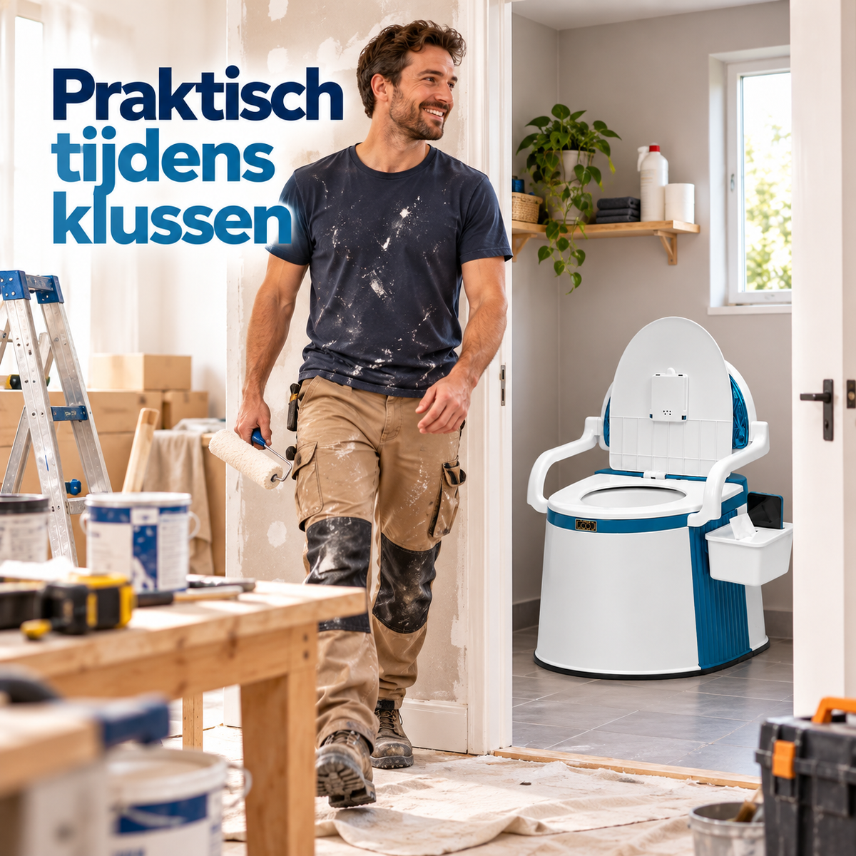 Draagbaar Toilet voor Verbouwing, Renovatie & Klussen