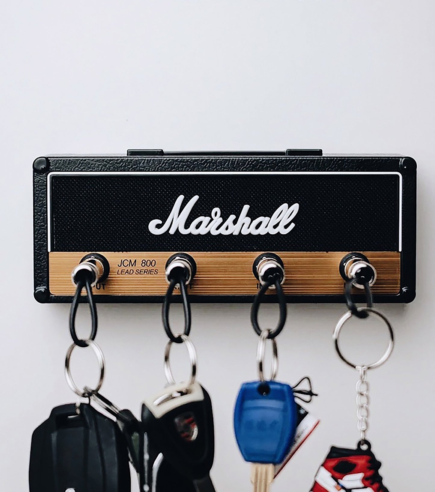 Keyamp Sleutelhanger | Gitaarversterker-Design | Wandmontage Sleutelbord met Jack-ingangen