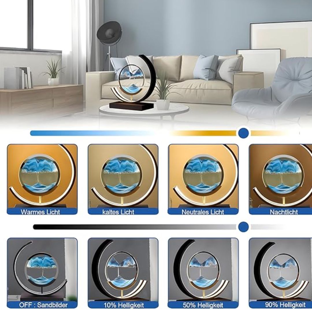 Deko LED Tafellamp | Moderne Designer Lamp | Zandbeeld om te Draaien | SandScape