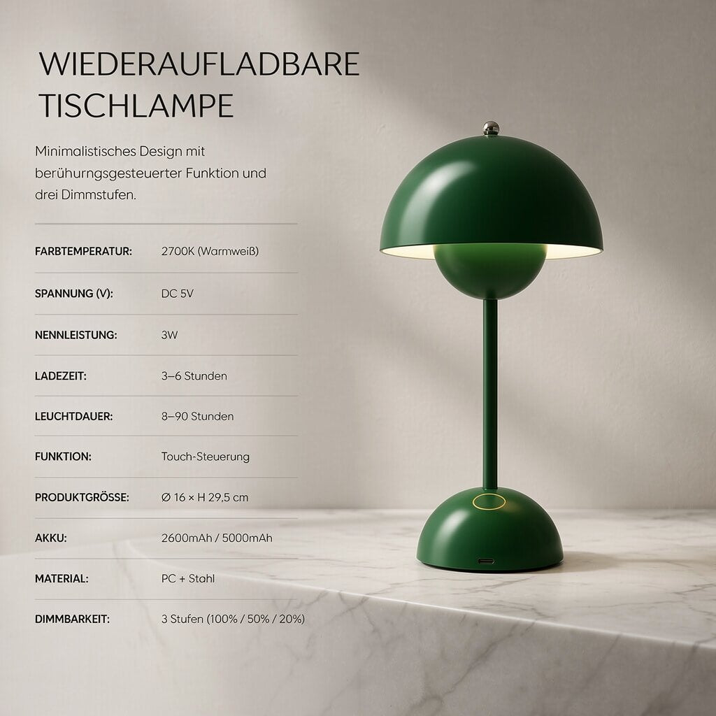 Designer Tafellamp | LED Tafellamp | Nachtlampje | Dimbaar & Draadloos | Lumora