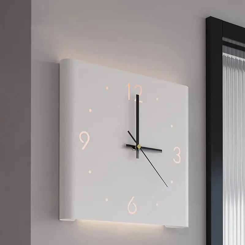 Dubbelzijdige Vierkante Wandklok | Verlicht Minimalistisch Ontwerp