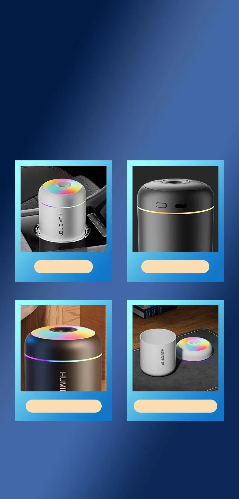 Brehn | MINI LUCHTBEVOCHTIGER MET AROMATHERAPIE - USB-AANGEDREVEN - PERFECT VOOR AUTO EN SLAAPKAMER
