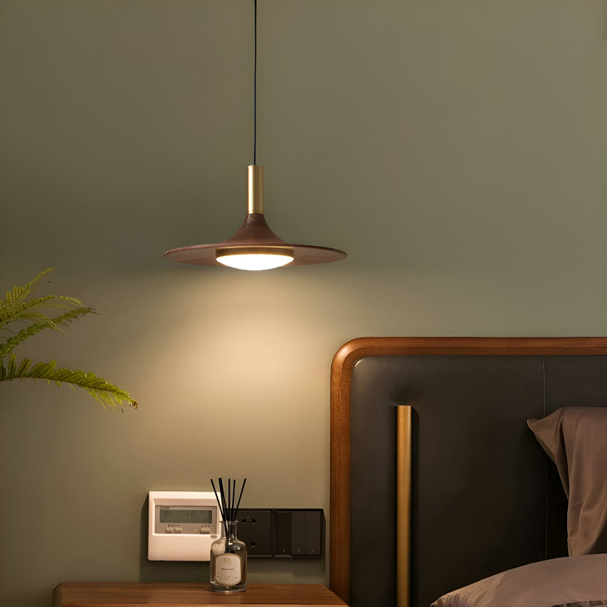Noordse Stijl Walnoot-Finish IJzeren Hanglamp