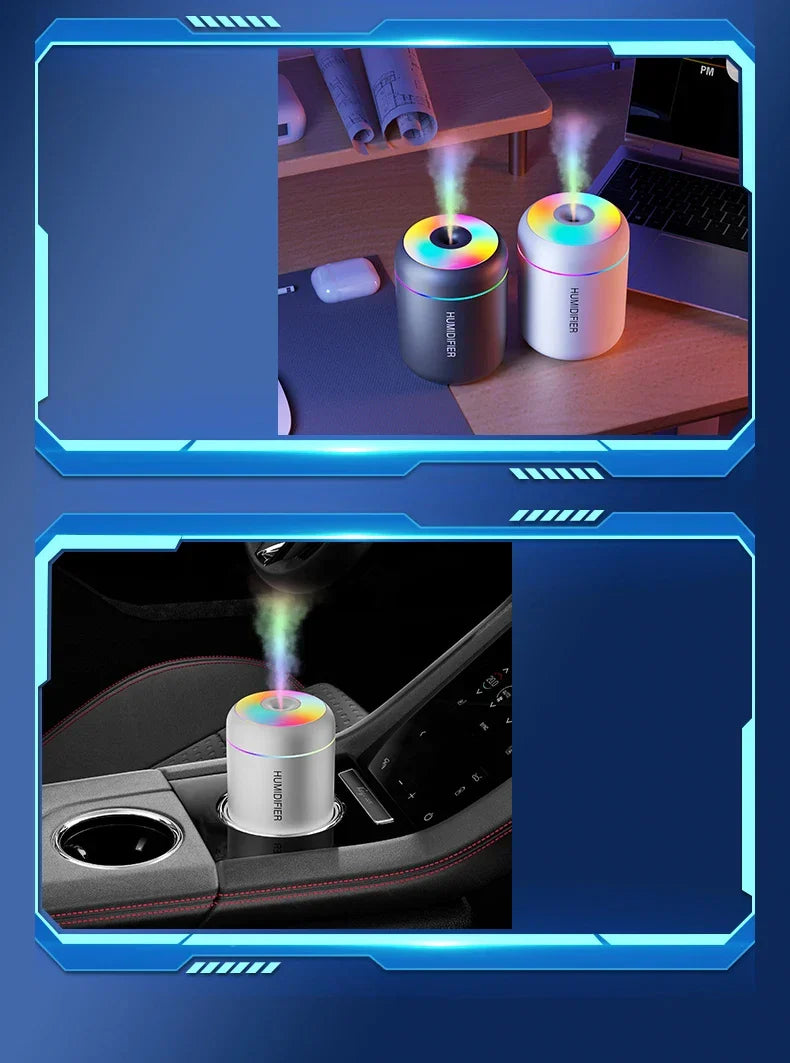 Brehn | MINI LUCHTBEVOCHTIGER MET AROMATHERAPIE - USB-AANGEDREVEN - PERFECT VOOR AUTO EN SLAAPKAMER