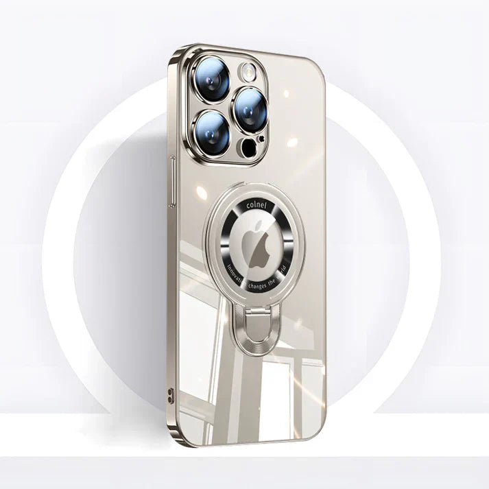 iPhone MagSafe Serie | Transparante elektroplattierte roterende standaard telefoonhoes
