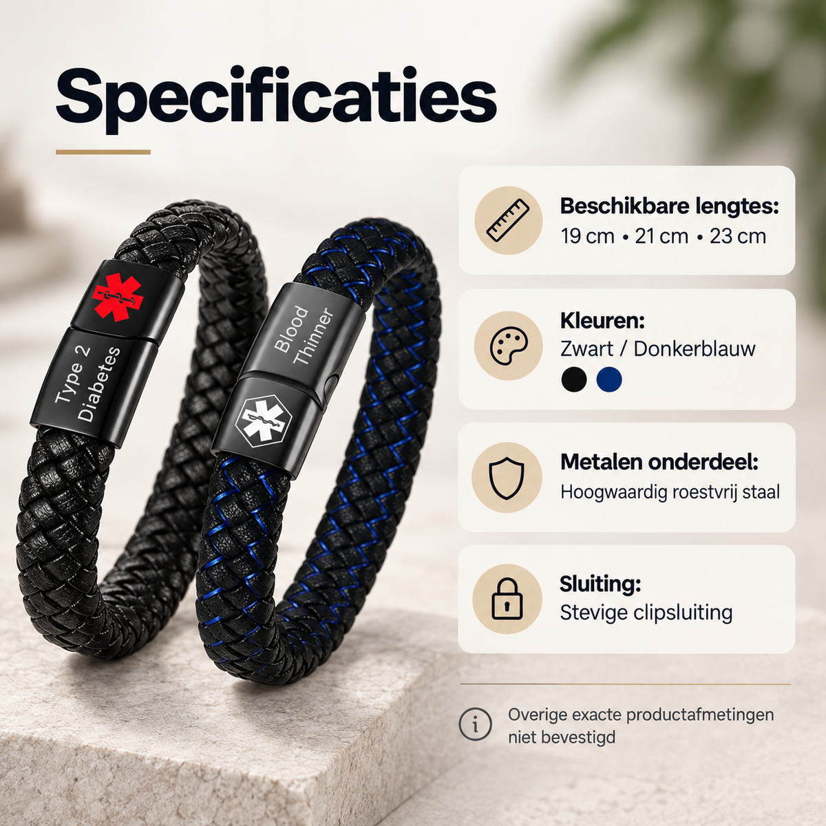 Custom AlertBand | Medische Allergie Armband met Persoonlijke Gravering