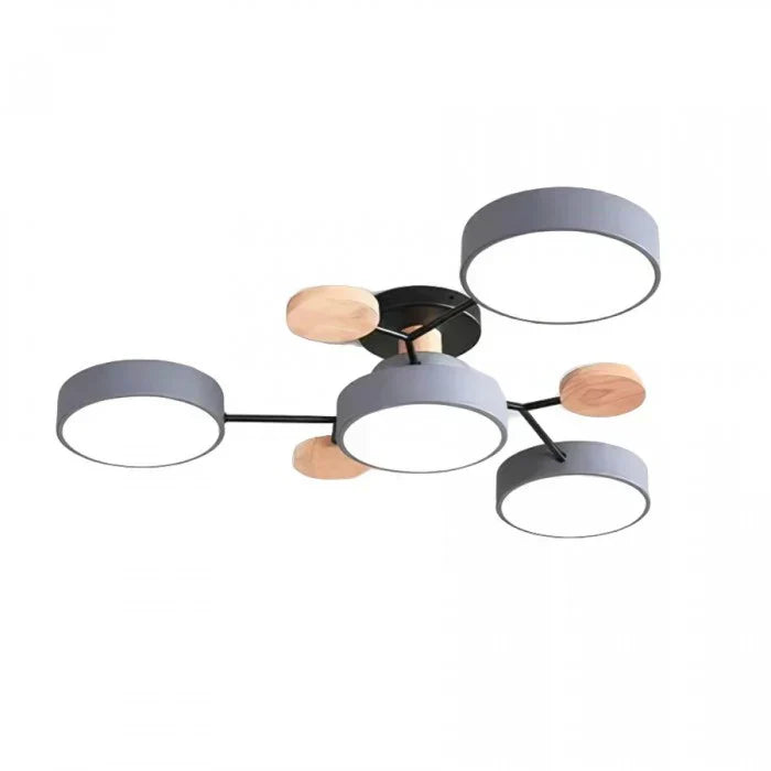 Moderne LED plafondlamp met meerdere armen – minimalistisch design met houten accenten