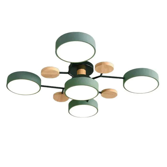 Moderne LED plafondlamp met meerdere armen – minimalistisch design met houten accenten