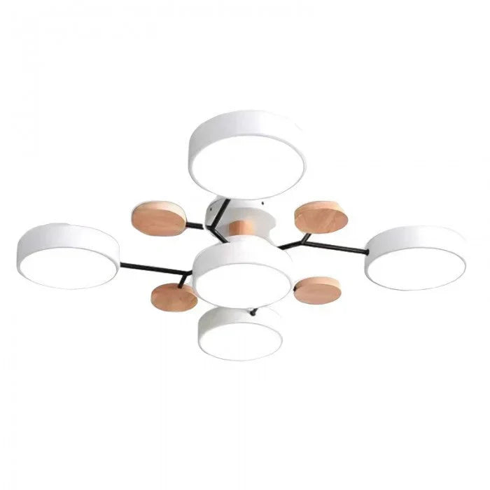 Moderne LED plafondlamp met meerdere armen – minimalistisch design met houten accenten