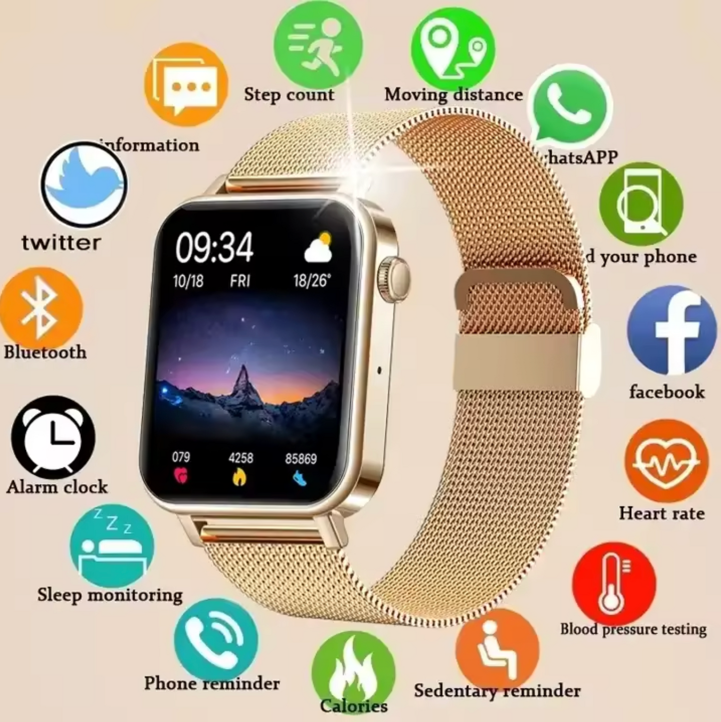 Smartwatch voor Vrouwen - Gezondheidstracking en Elegant Design