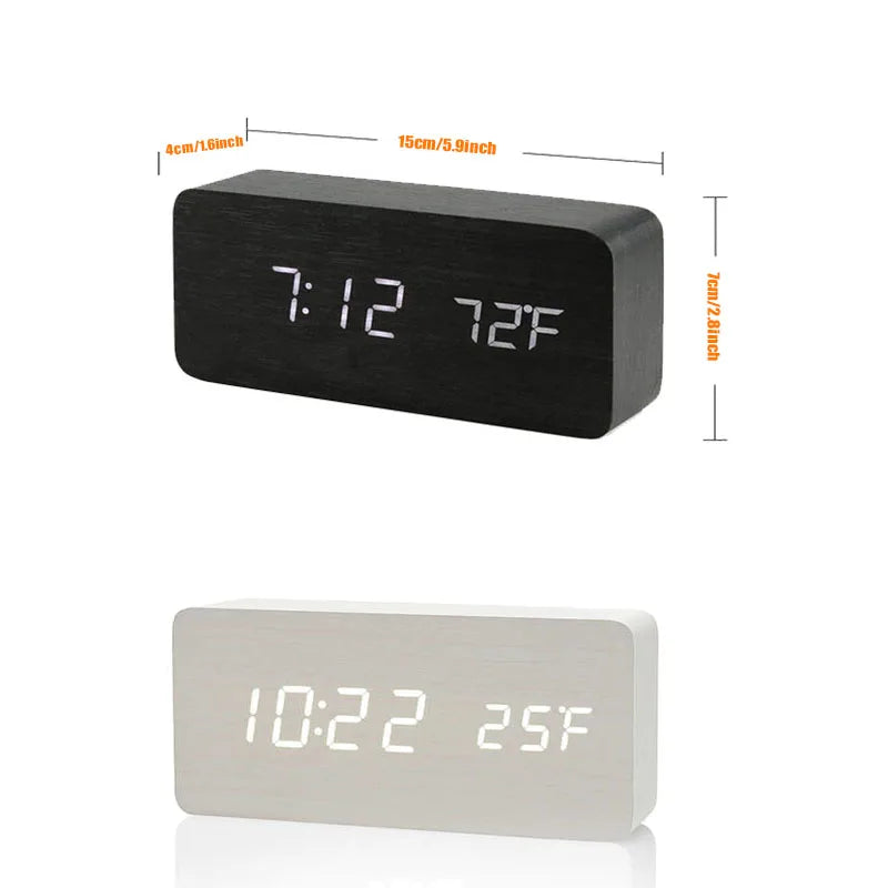 Houten LED Digitale Wecker - Stijlvol met Temperatuurweergave